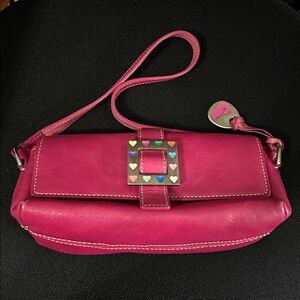 Dooney & Bourke Vintage Y2K Pink Shoulder Bag with Heart Buckle